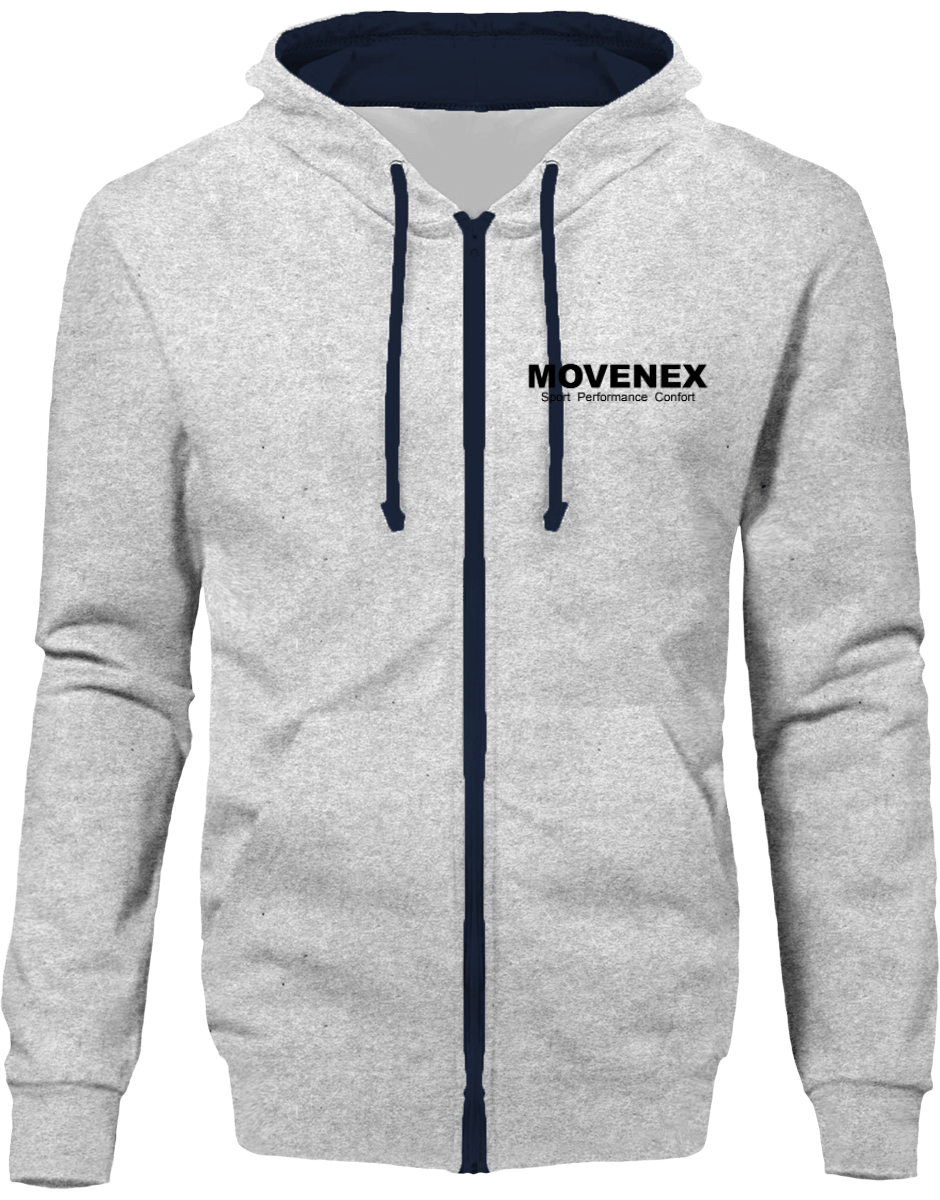 Sweat à capuche Movenex avec fermeture éclair couleur gris et noir - Movenex